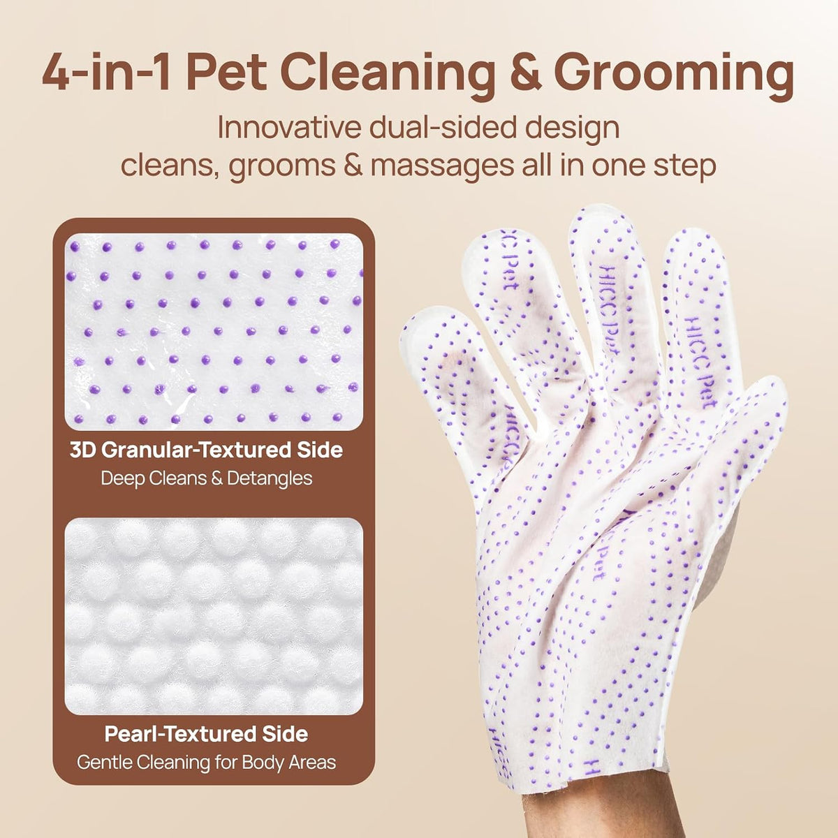 HICC PET Cleaning Glove Wipes PRO for Dogs & Cats - Unscented / 6PCS - image 2