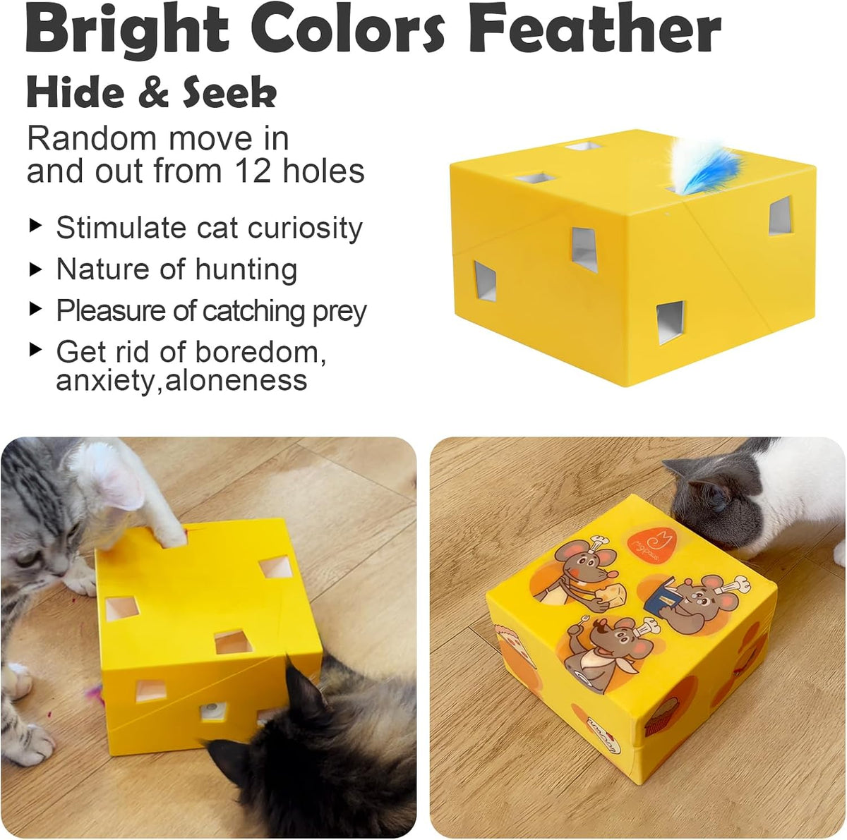 Interactive Cat Toys -Migibox for Indoor Bored Cats - Yellow Plus / X Large - image 4
