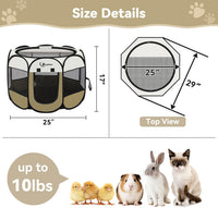 Siedihit Dog Cat Playpen, Puppy Pet Playpen Indoor for Small Dog Crate Tent Cage Outdoor, Portable - Khaki / Small - image 3