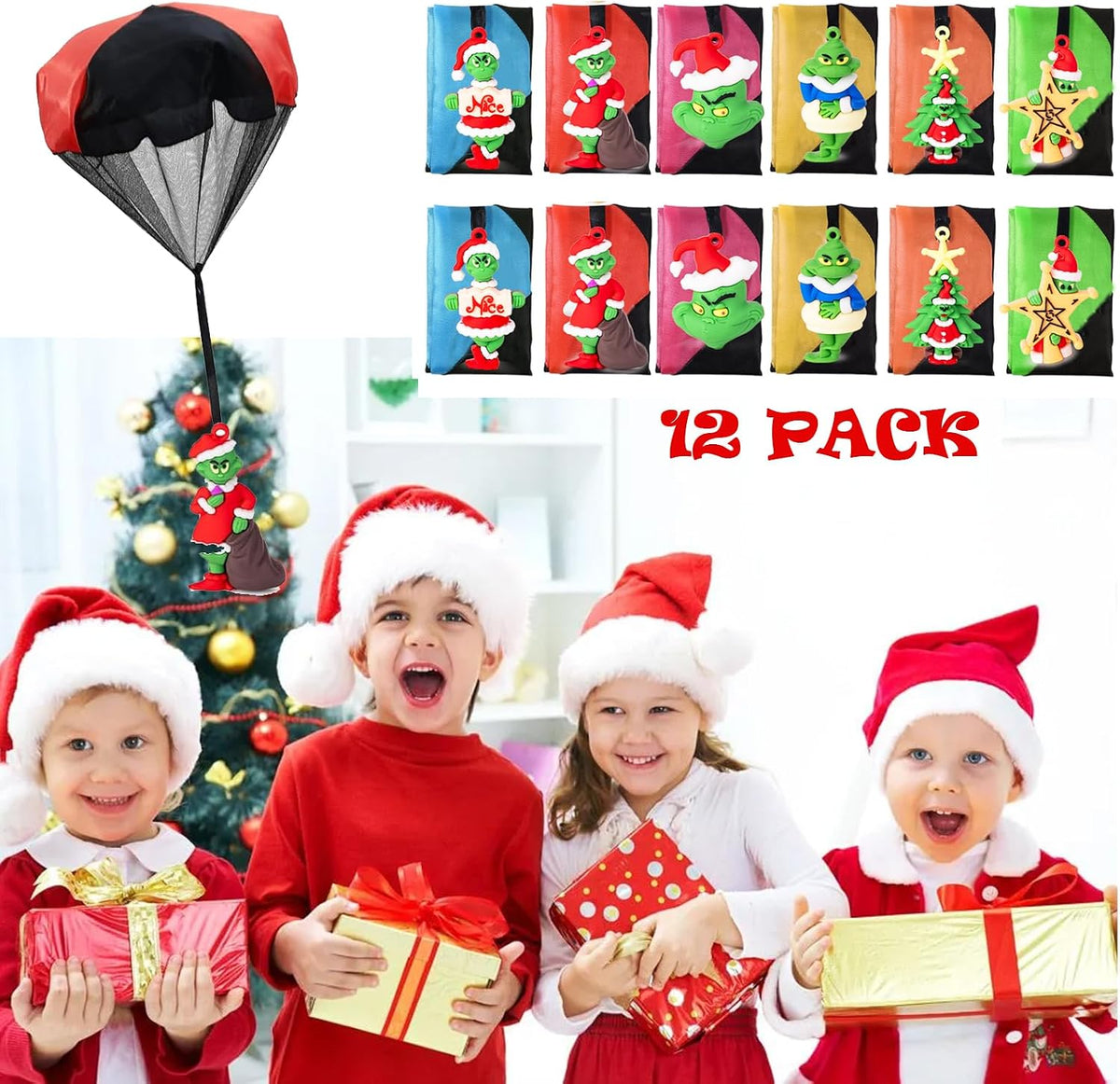 Rdogeia 12 pack Christmas parachute toys for kids with tangle free design - view 4