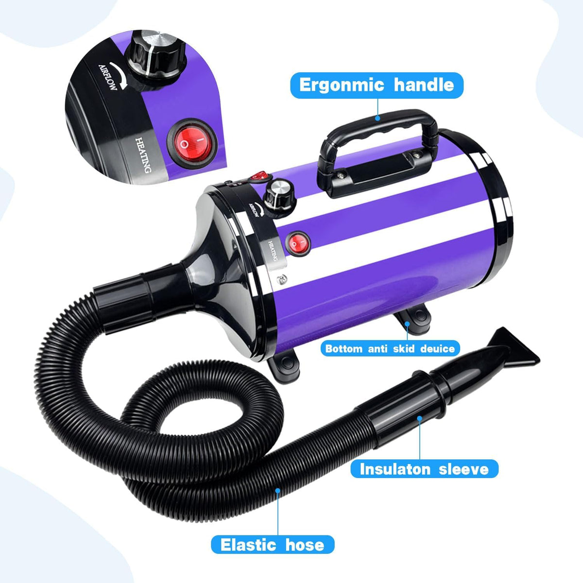 Dog Dryer High Velocity Professional Pet Grooming Dryer – Essentials for Dogs - Purple - image 3