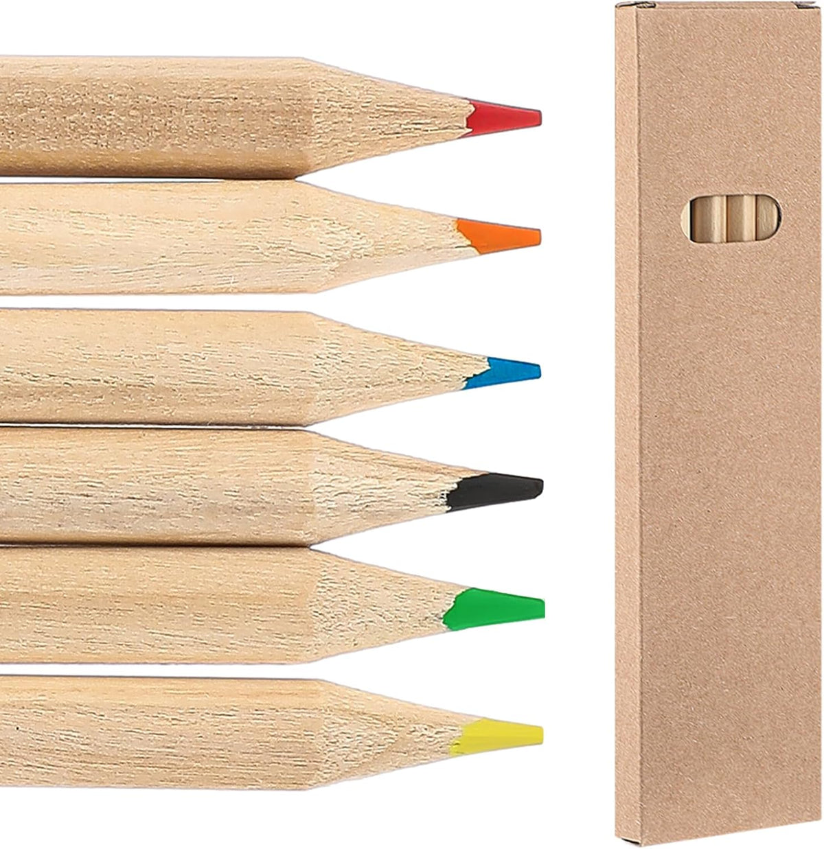 Ctosree mini colored pencils in kraft boxes, 6 natural wood pencils per box - view 4