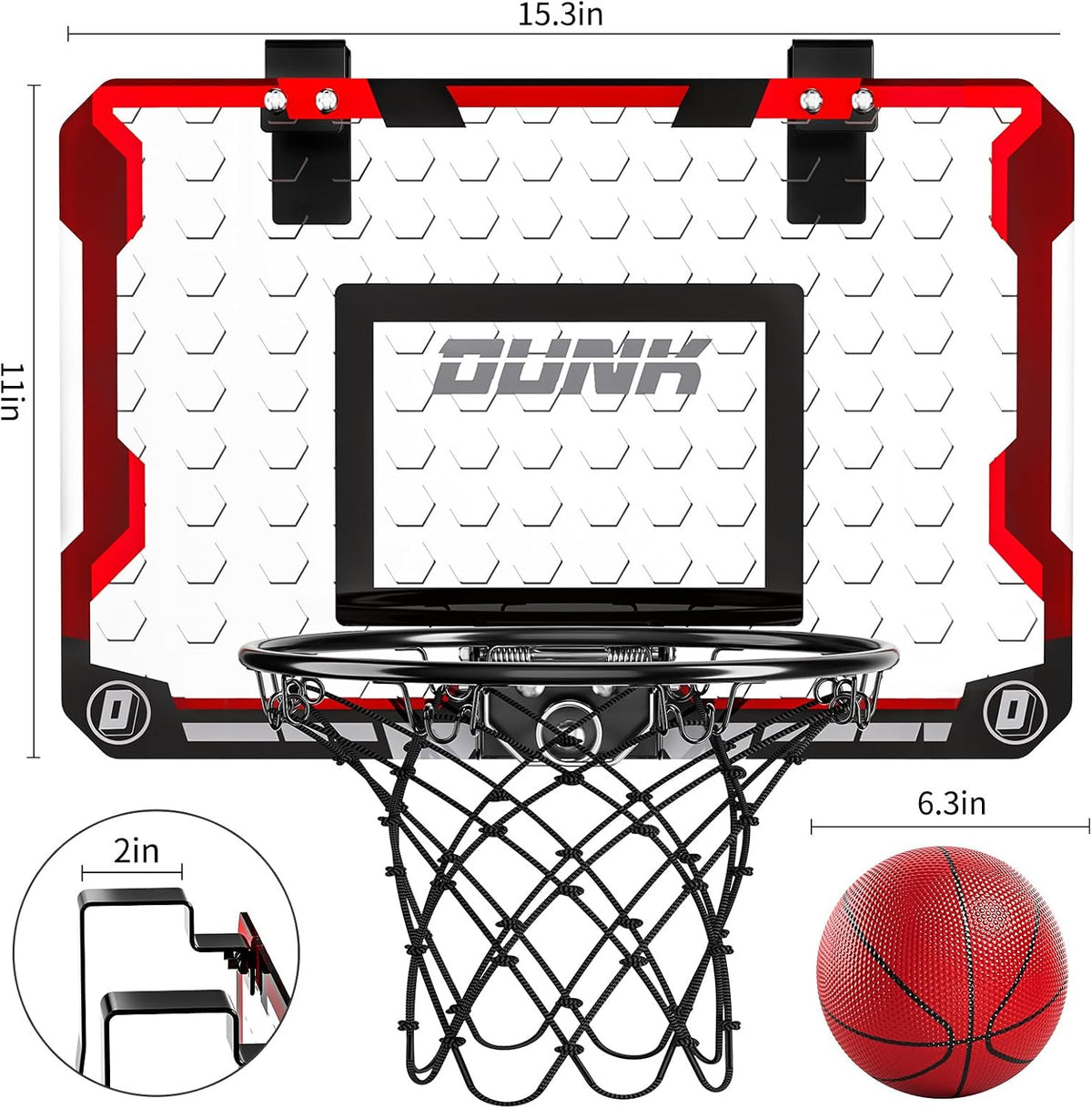 TEMI Indoor Basketball Hoop for Kids, Door Room Basketball Hoop - Basketball Hoop & 4 Balls - image 2