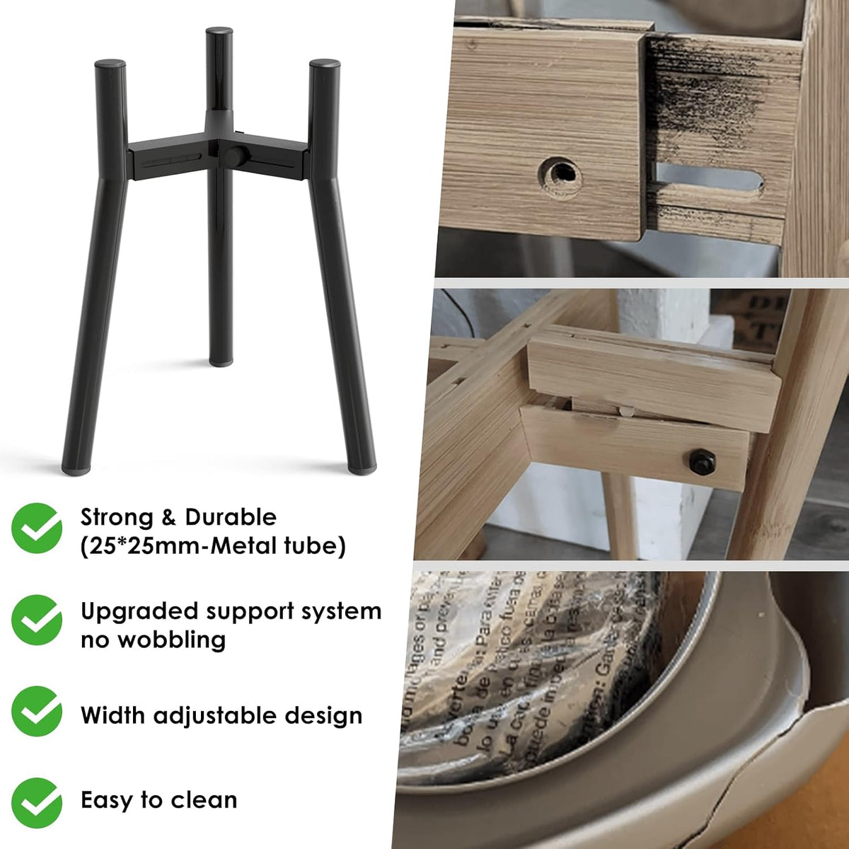 Dog Bowl Stand for Medium Large Dogs - 1 Pack - Black, Round / Height: 13.7", Width: 7-10.6" - image 4