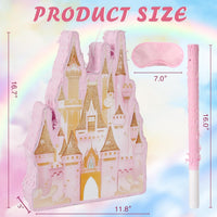 Princess Castle Pinata - Pink Castle Pinata with Blindfold and Bat for Girls Kids Princess Theme - Castle a - image 2