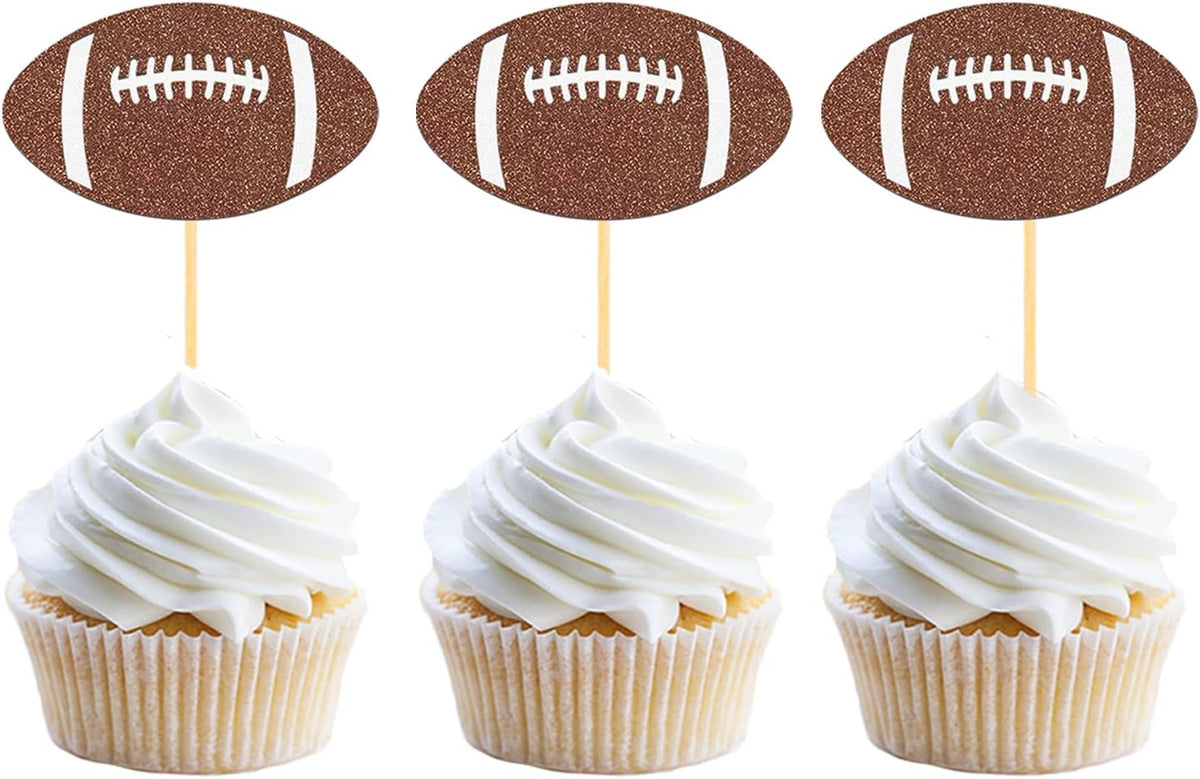 Moitkptt 24 glitter football player cupcake toppers - view 3