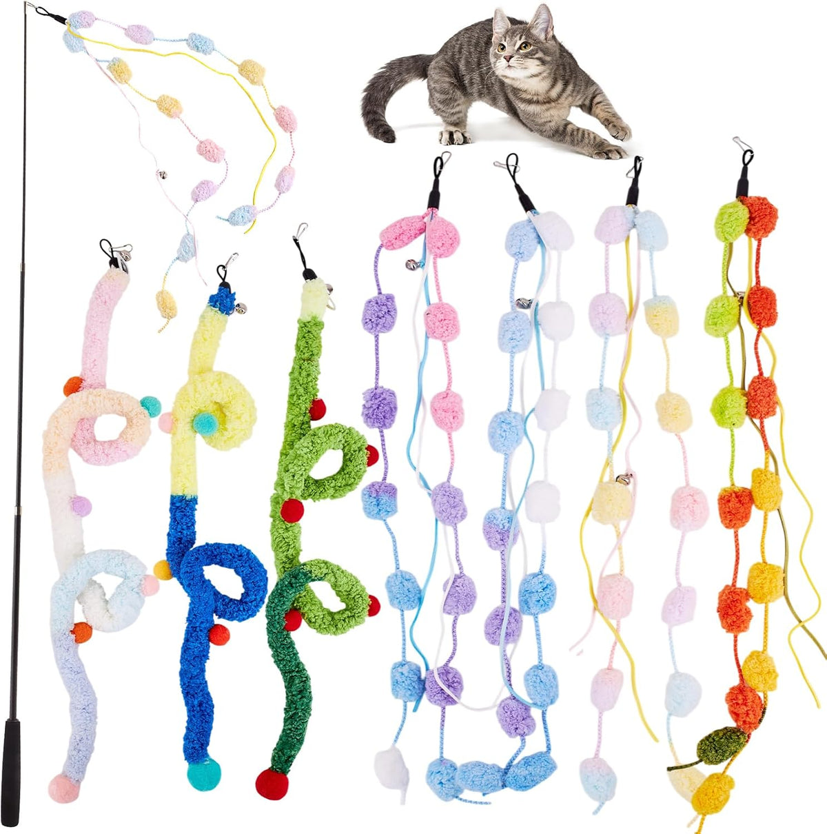 9PCS Interactive Bird Simulation Cat Toy Set with Suction Cup Indoor – Essentials for Cats - 8pcs