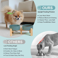 SPUNKYJUNKY Elevated Dog Bowls Ceramic - 5.1 in - 1.7 cups / Dark Green - image 3