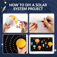 Pllieay solar system model kit with felt background, painted foam planets and stars - view 4