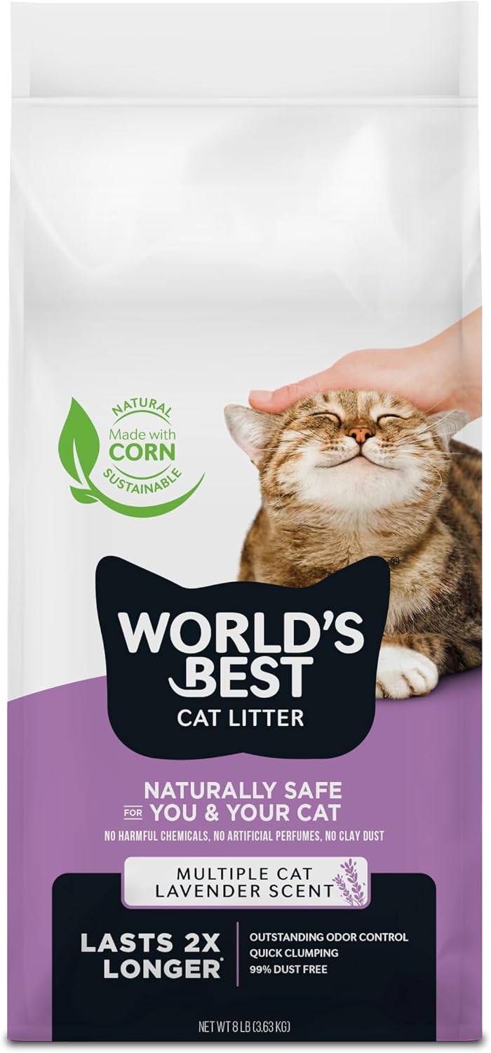 World's Best Cat Litter Lavender, Long-Lasting Odor Control - 8 pounds