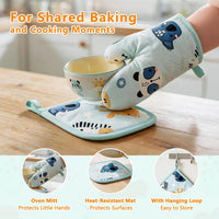 Kids Apron for Boys and Girls Aged 3-6 100% Cotton Blue WQHM – Fun for Kids & Family - Green 4-pack Apron Set - image 4