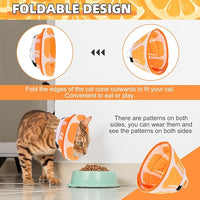 KOOLTAIL Cat Cone Collar, Adjustable Soft Comfortable Cat Recovery Collar to Stop Licking, Foldable Donut Water Resistant Pet Cone for Small Large Cats Kittens After Surgery Orange M