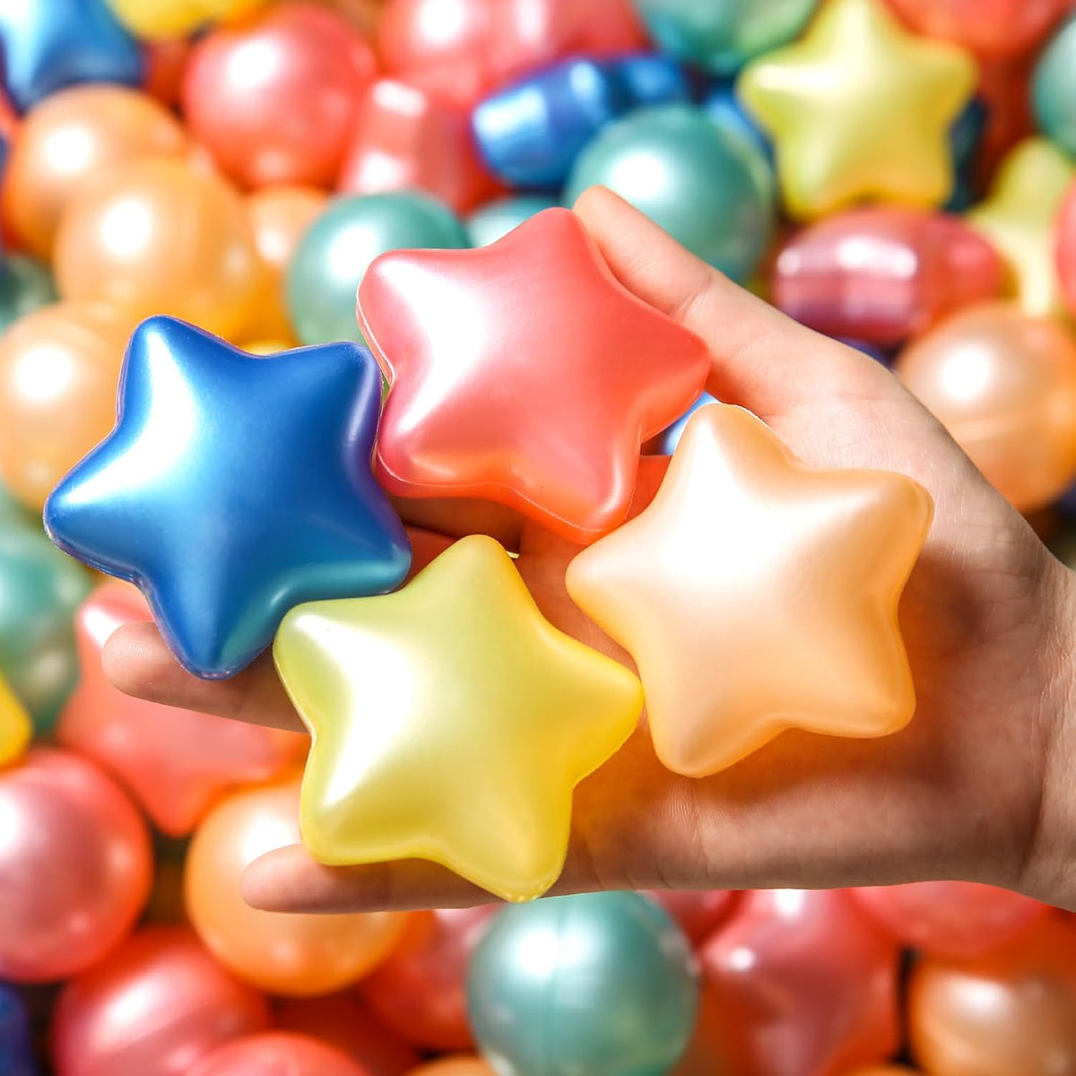 TRENDPLAY Star Ball Pit Balls for Toddlers 50 100 200 Count Star - Pearl Colors Mix / 200 - image 4