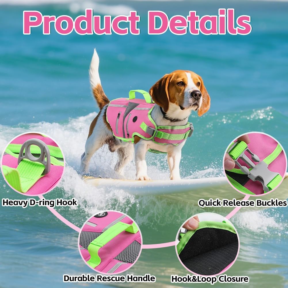 EMUST Dog Life Vest for Swimming - Extra Large / New Pink - image 3