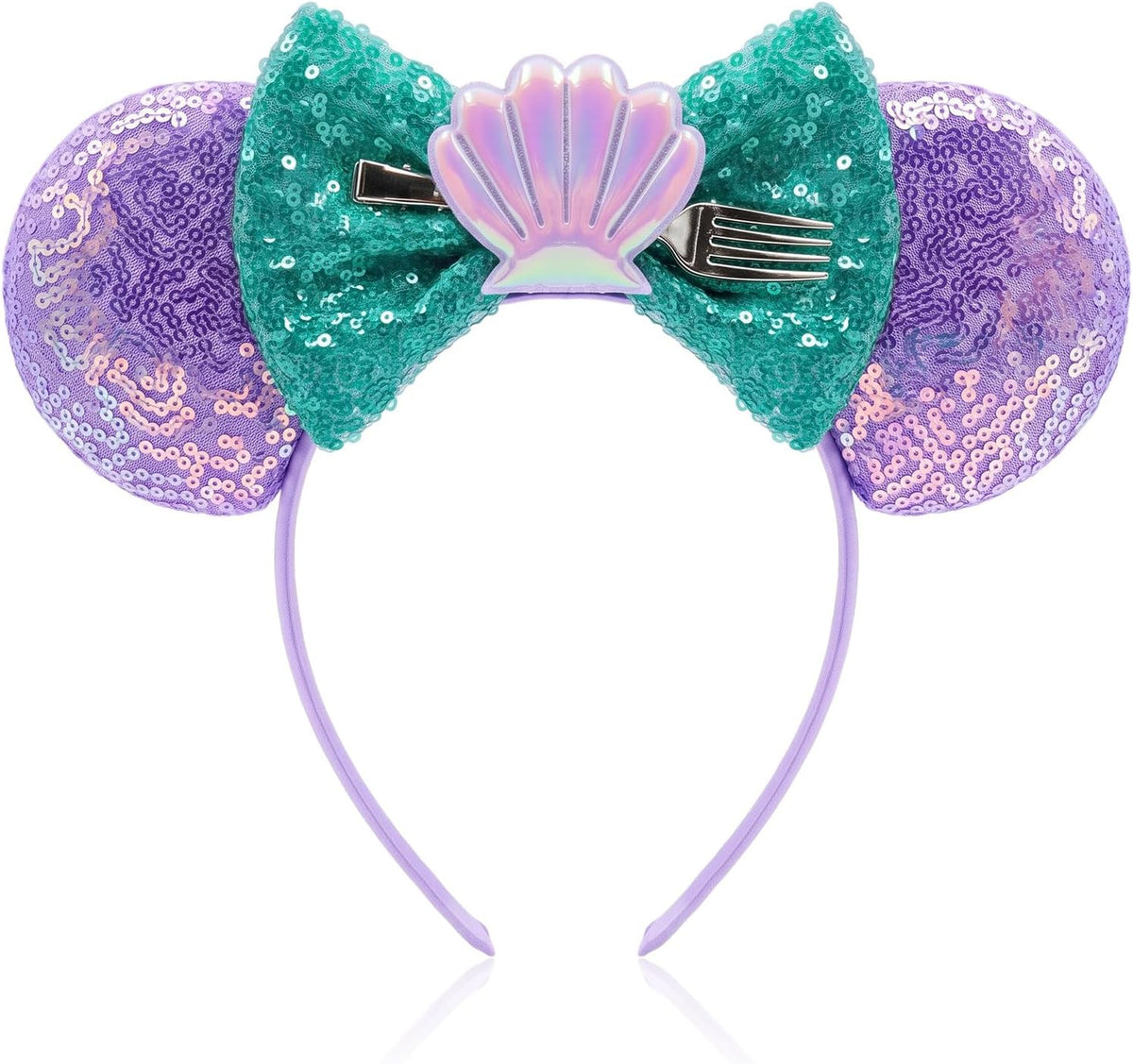 LYLIN Birthday Mouse Ears, Mouse Ears Headband for Women Girls – Fun for Kids & Family - Mermaid Fork Purple