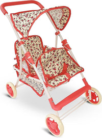 Double Baby Doll Stroller for Twin Dolls - Floral