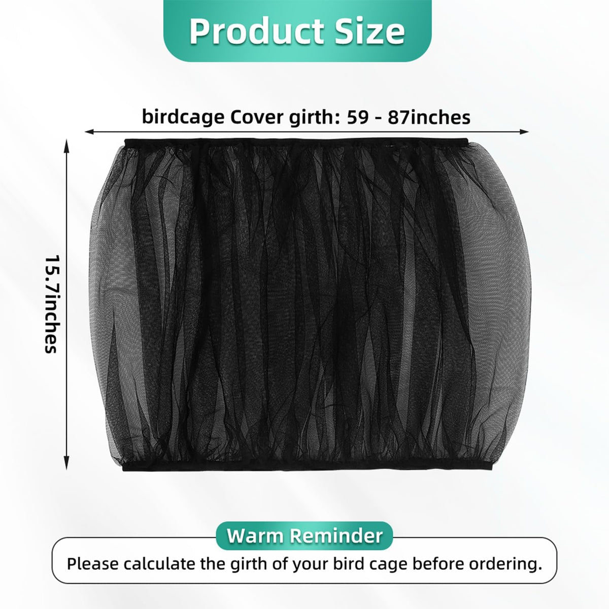 Bird Cage Seed Catcher, Seed Catcher Guard Net Cover - Solid-black / 15.7" x87" - image 3
