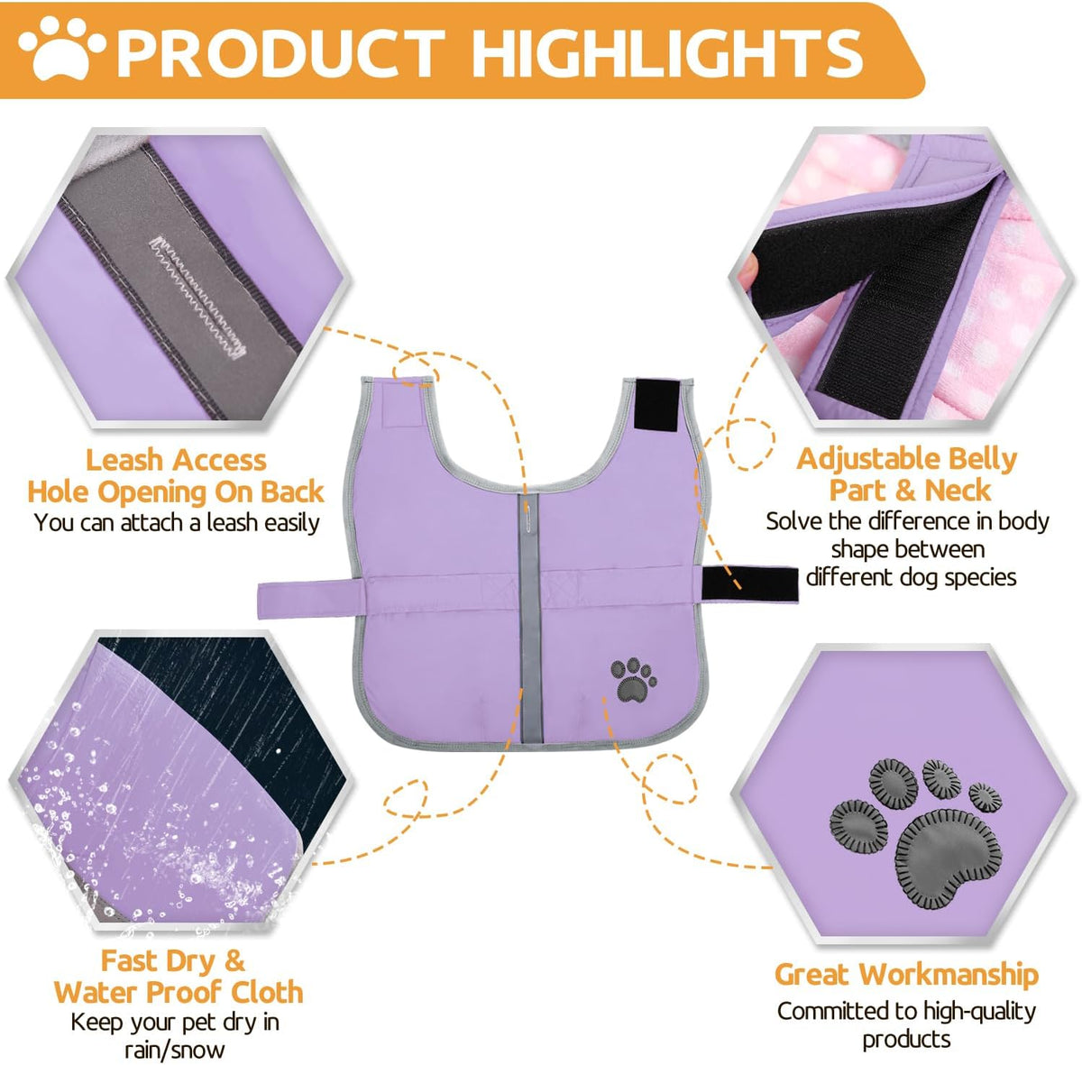 Queenmore Cold Weather Dog Coats Loft Reversible Winter Fleece Dog - Small / Light Purple - image 2
