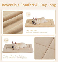 Made4Pets Dog Crate Pad Bed for Large Dogs, Washable & Reversible, Anti-Slip Kennel Mat for Cozy Sleeping, Soft Fluffy Dog Bed for Indoor & Outdoor Use, 36"x27", Khaki