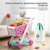 Jovow 102pcs Kids Shopping Cart Trolley Play Set with Pretend Food – Fun for Kids & Family - Pink - image 4