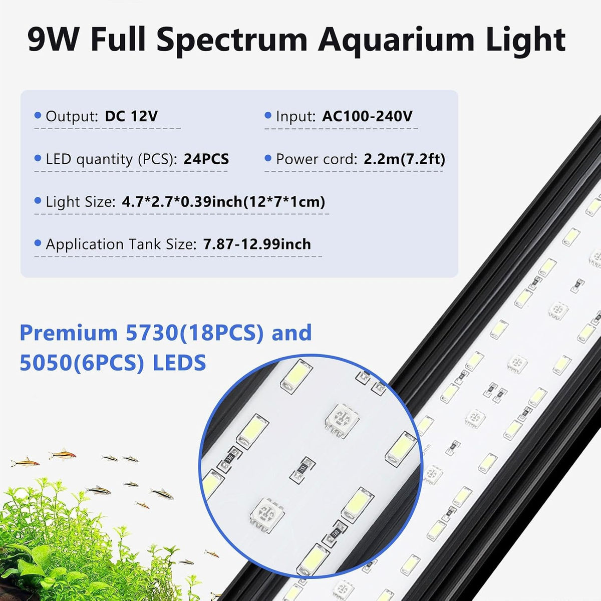 fishkeeper Clip On Aquarium Light - For 7.87-12.99 inch Fish Tanks - image 3