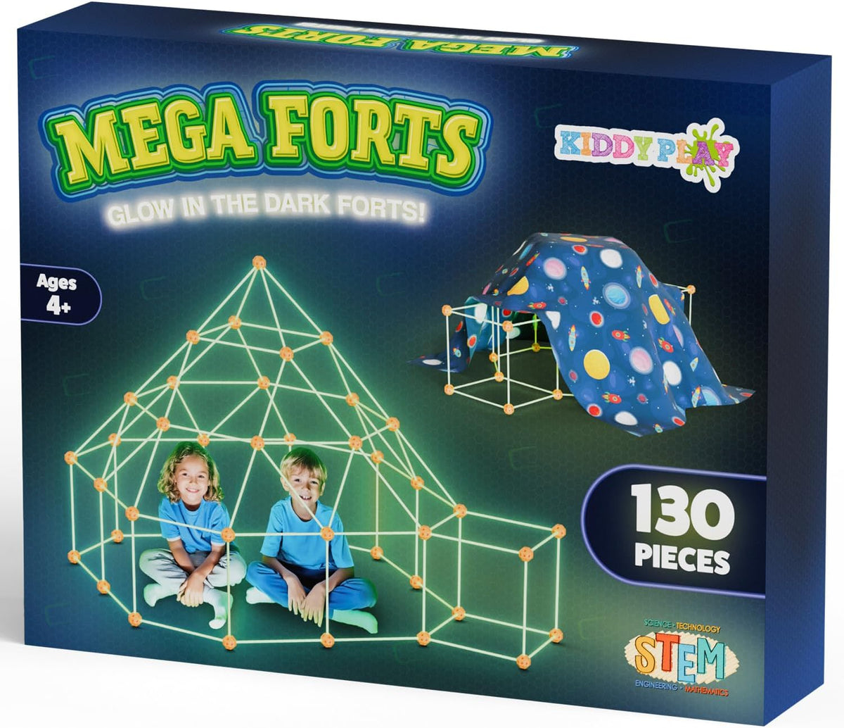 KiddyPlay Mega Forts - 130 Piece Fort Building Kit for Kids – Fun for Kids & Family