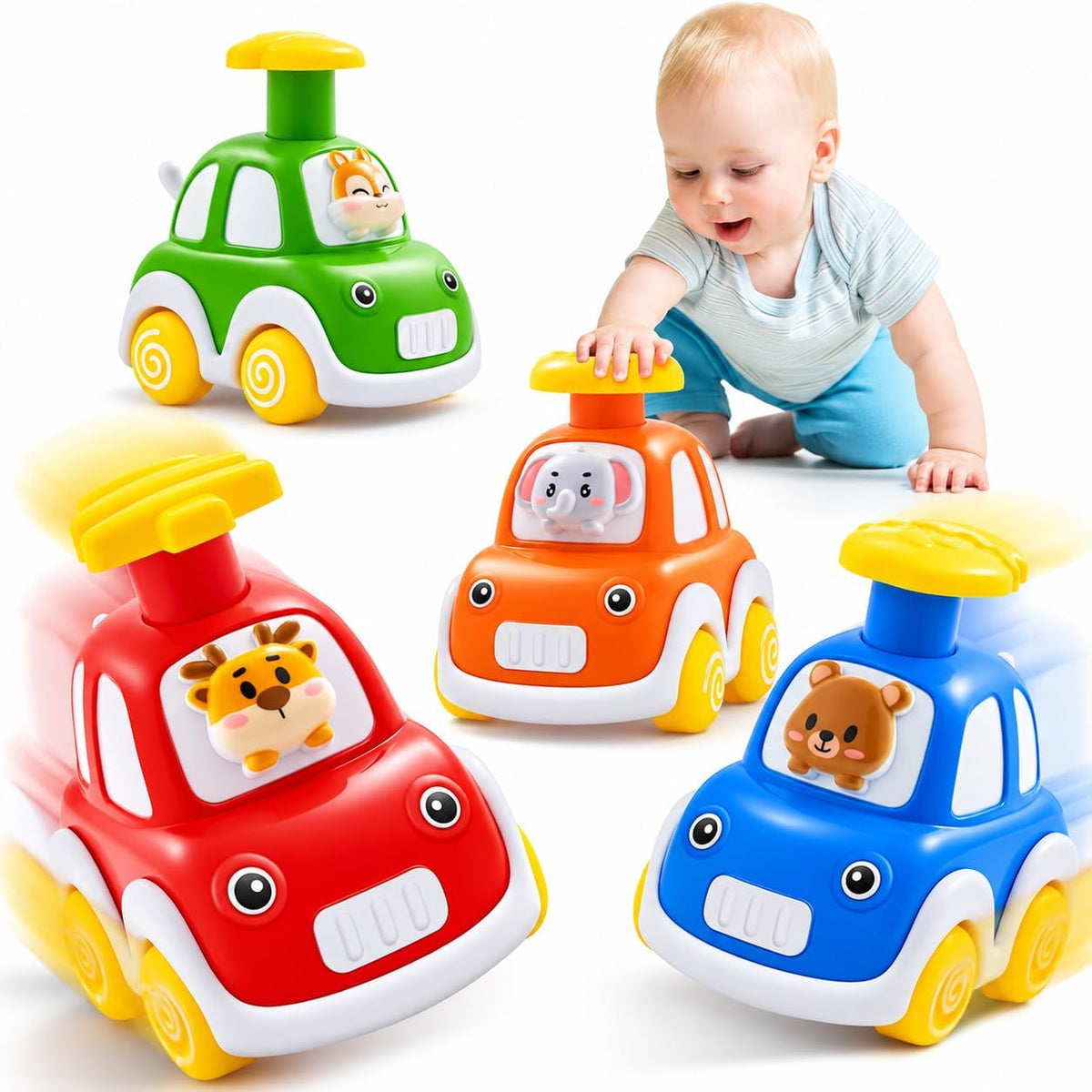 TooyBing Press and Go Car Toys for Toddlers 1-3