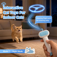 Cat Fetch Toy with Flying Disc Launcher - Blue + 10 Pcs Flying Discs - image 4