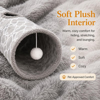 Geometric Straight Cat Tunnel with Plush Inside - 3 Way Tunnel - image 2