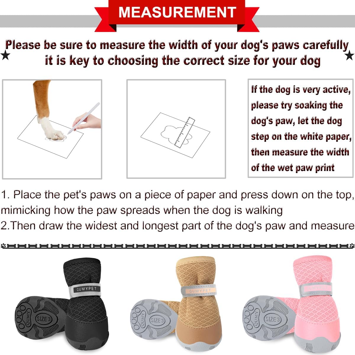 QUMY Dog Shoes for Small Dogs Hot Pavement Puppy Dog Boots & Paw - Pink / size 5: 2.25"x1.78"(L*W) - image 2