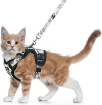 Cat Harness and Leash Set, Escape Proof Kitten Harness, Black - H604 Pro Moonlight Meow / Small (7-12lb)