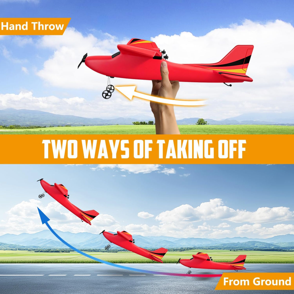HAWK'S WORK 2 CH RC Airplane, RC Plane Ready to Fly - Red - image 3