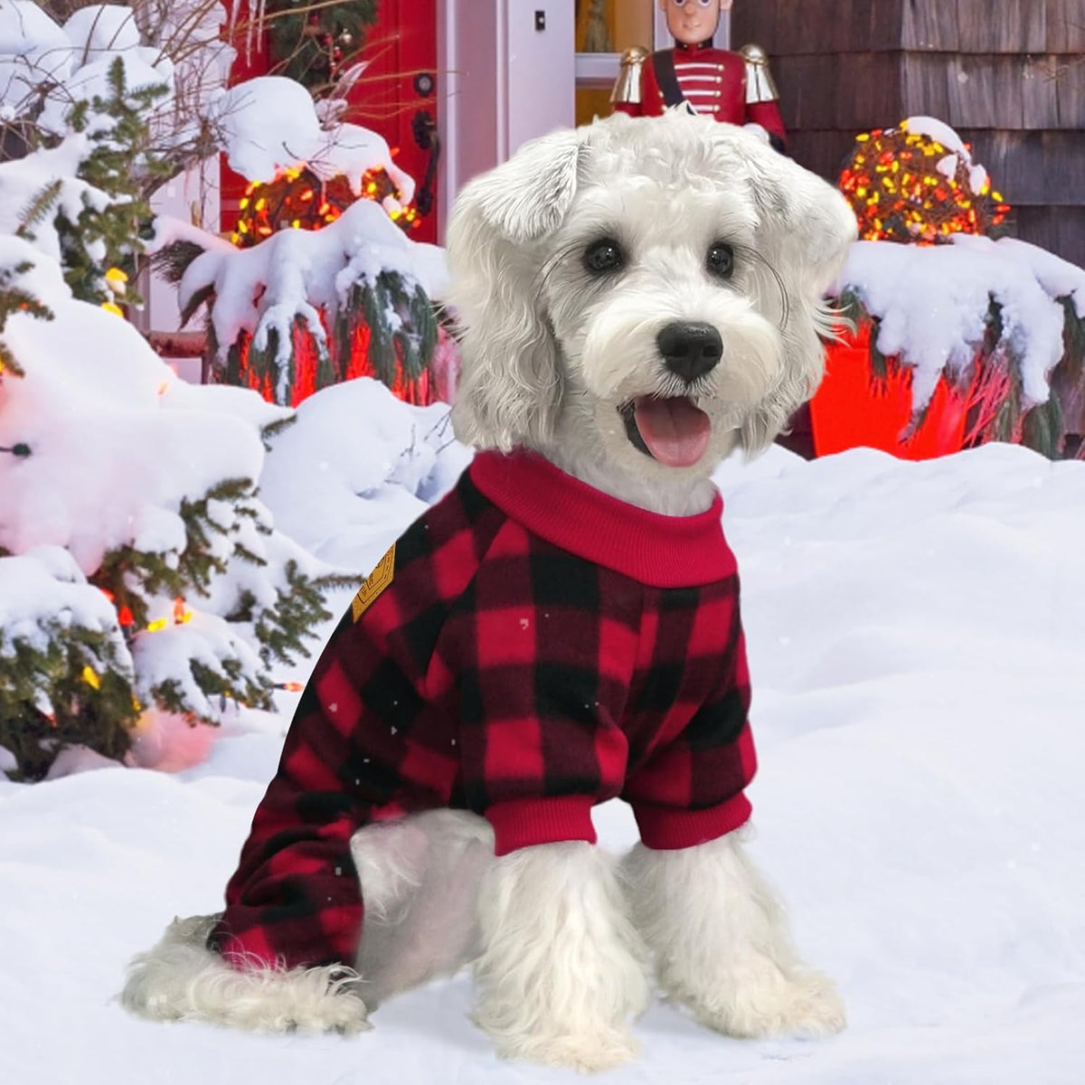 Cow Dog Sweater, Dog Winter Clothes for Small Medium Dogs Girl Boy Fleece Pet Pajamas for Winter - Milrong Plaid / X-Large(Chest:18.9-21.6") - image 2