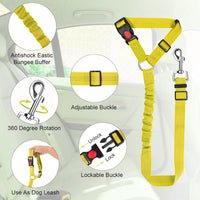 Dog Seat Belt for Car, Headrest Restraint Safety Lead, Dogs Cats – Essentials for Dogs - Yellow / Elastic - image 4