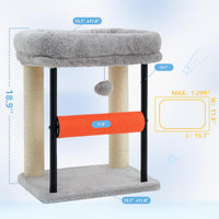 Hey-brother Cat Tree, Sturdy Tower with Sisal-Wrapped Columns - 18.9 inches / Light Gray - image 3