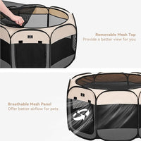 A4Pet Portable Kitten Playpen for Cats, 27" Foldable Pet Playpen for Puppy/Cat/Rabbit/Chick, with Removable Zipper Top & Mesh Panel(11”W × 7.5”H)