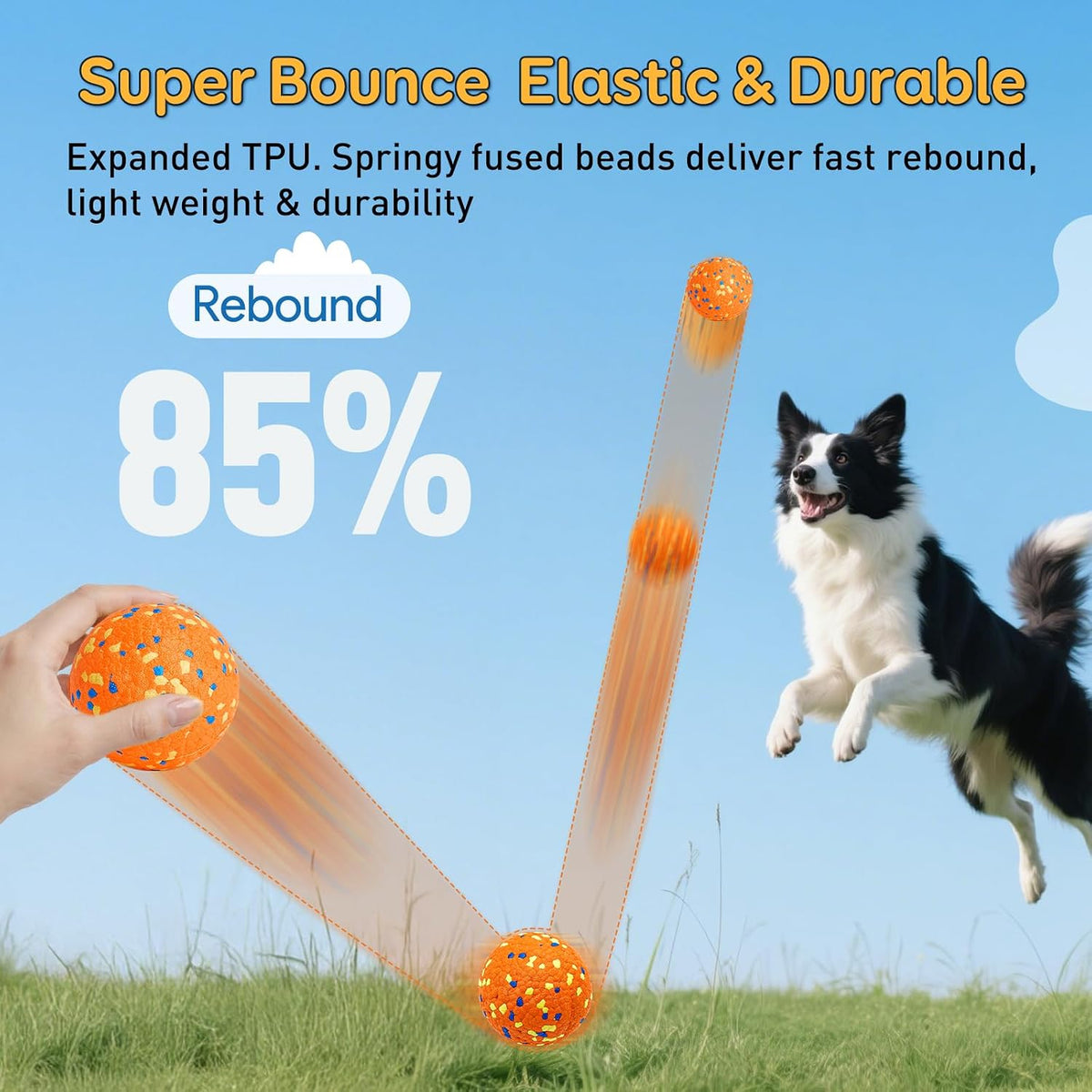 Kimee Dog Balls Tennis Balls Dog Chew Toys for Aggressive Chewers - 3 Balls (Tri-Color 3.15in) - image 4