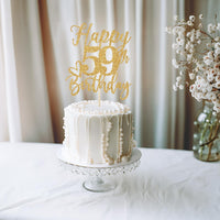 Happy 83rd Birthday Cake Topper - happy 59th birthday / Gold Glitter - image 4