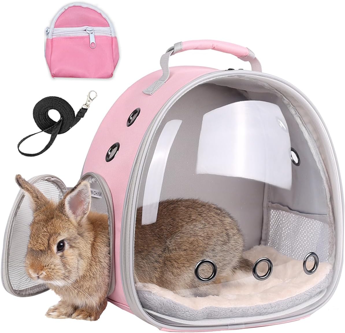 Portable Small Animal Backpack Travel Breathable Pet Carrier Bag - PNK+PNK / Backpack+Bag