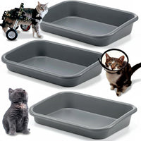 Uiifan 3Pcs Low Entry Cat Litter Box - Gray / 23 x 16 x 4.3