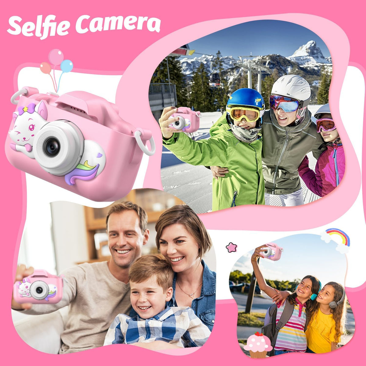Goopow Kids Selfie Camera Toys for Girls Age 3-9 - Colorful Pink - image 3
