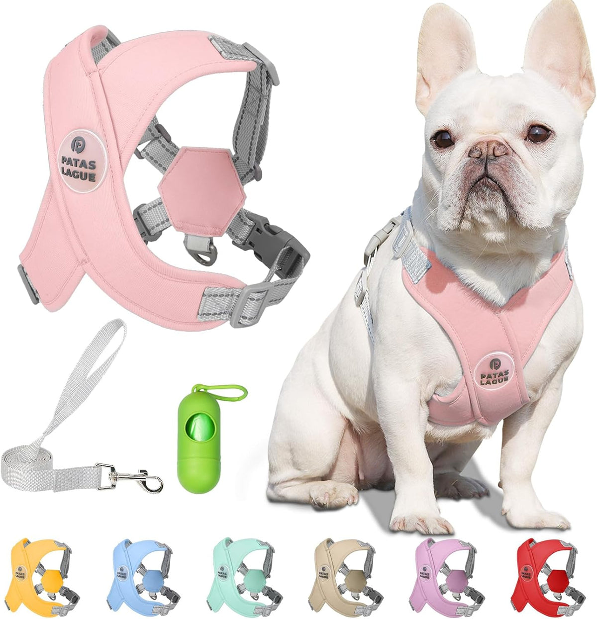 Patas Lague Dog Harness Medium Sized Dog Pet Vest with Leash Set Pink - Pink / S (Neck 18.1-21.2'' Chest 21.2-25.2'')