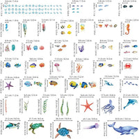 BASHOM DS12-8048 128 Pieces Under The Sea Wall Decals Ocean Fish Stickers Turtle Jellyfish Seaweed Removable for Kids Bedroom Nursery Living Room Home Art Decor Bathroom Baby