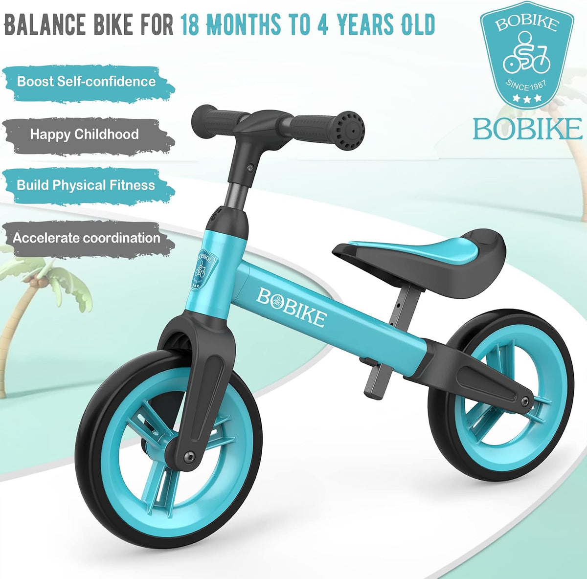 Bobike Toddler Balance Bike Toys for 1 to 4 Year Old Girls Boys - Blue - image 2