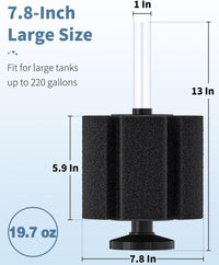 Pawfly Aquarium Large Bio Sponge Filter Quiet Betta Fry Shrimp - Up to 220Gal - image 2