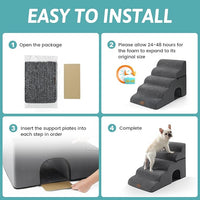 Extra Wide Dog Stairs with Tunnel, Detachable Large Pet Step for Small Medium Dog, Puppy or Cat, Ramp for High Bed, Couch, Sofa or Car, Stable, 19.7x33x22.4 inch, 5 Step, Dark Grey