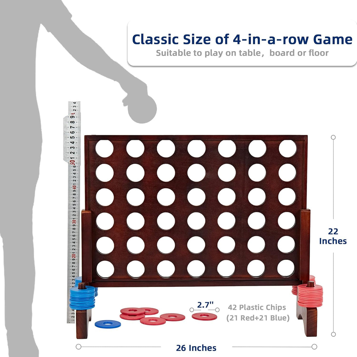 SpeedArmis Giant Wooden 4 in A Row Game - image 3