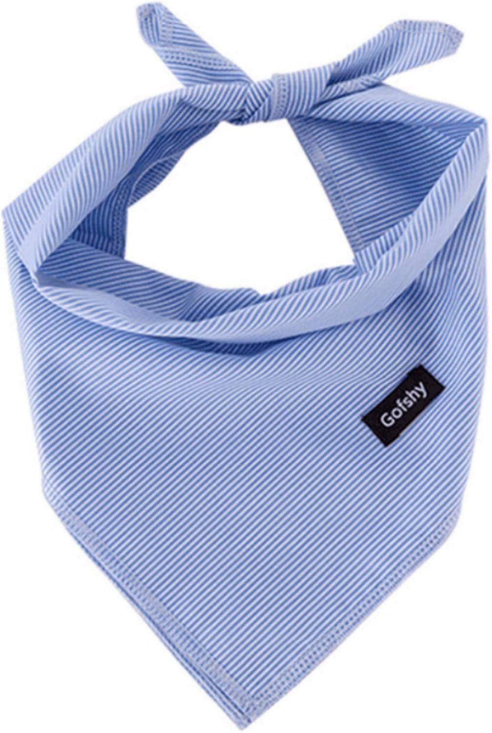 Boy Dog Bandanas Blue Cotton, Stripes Printing Scarf XLarge 1PCS – Essentials for Dogs - Blue / Large