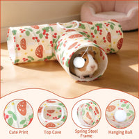 Guinea Pig Tunnel Hideout 3-Way Collapsible Small Pet Tubes - Cherry - image 3