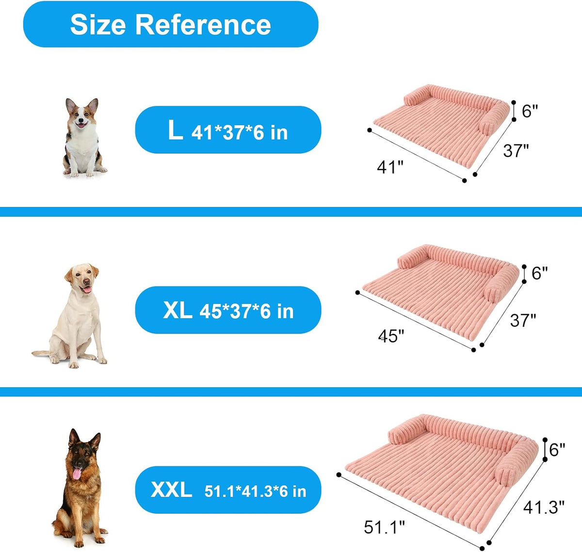 Luxurious Dog Couch Bed, Dog Couch Cover - XX-Large(51.1*41.3*6 In) / Pink - image 4